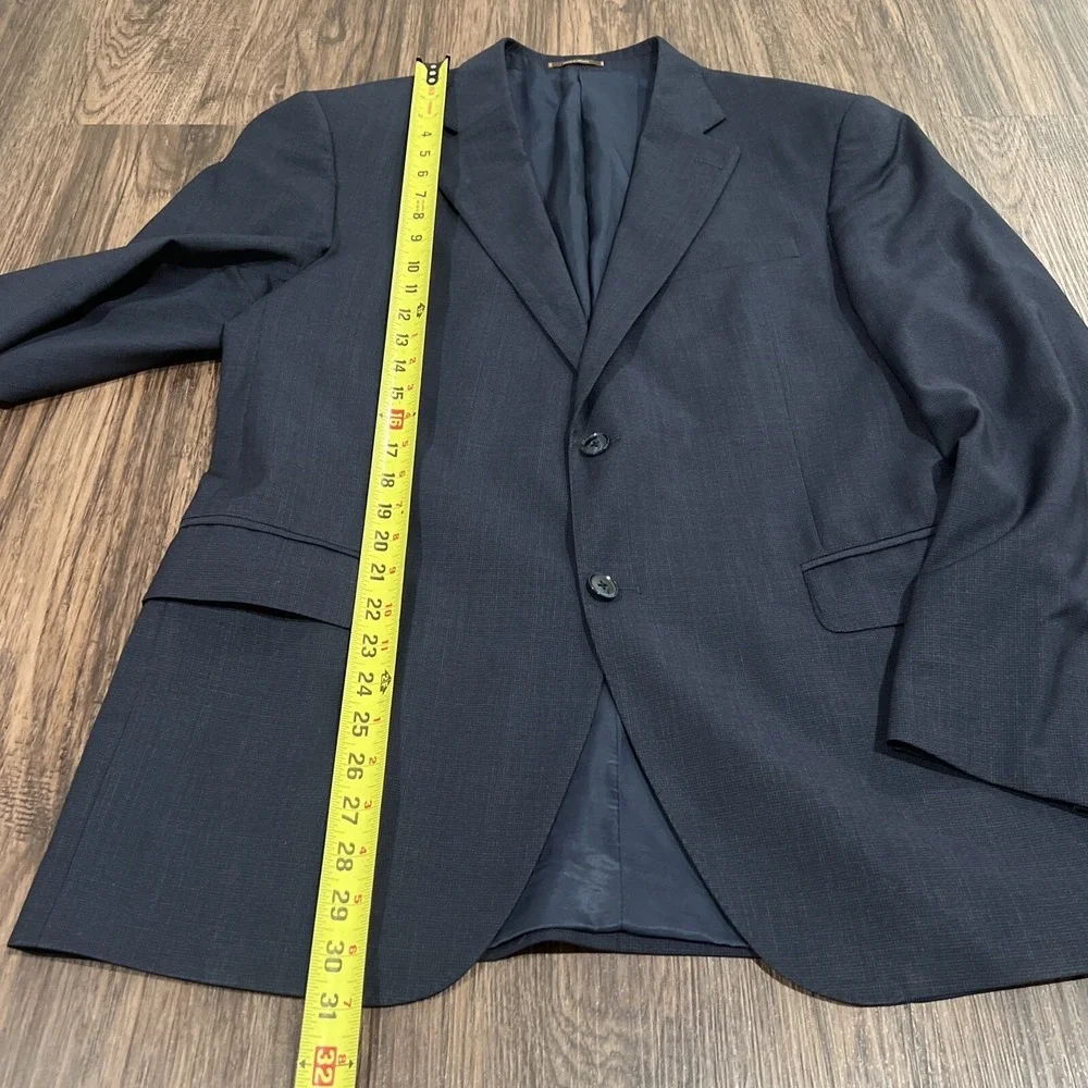 PETER MILLAR  Wool Blazer 44R Check Navy Blue Sports Coat Jacket
